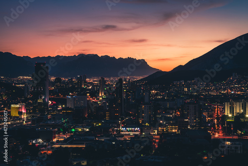 View of Monterrey City at sunset. Mexico. photo