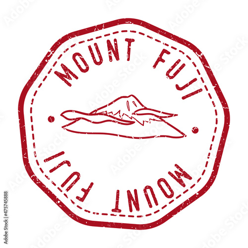 Mount Fuji, Kitayama, Fujinomiya, Shizuoka, Japan Stamp Travel Illustration Vector. Postmark Seal Vintage Design Mark.