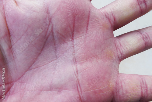 Photos close-up of the inside of a human hand, the shapes of the palm of a person,