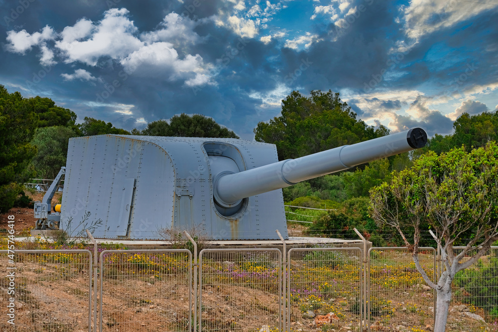 Military cannon used for sea defense Military cannon used for sea defense