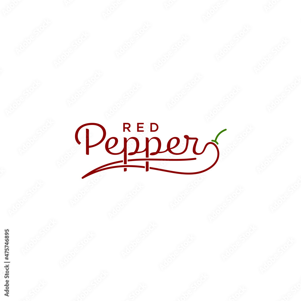 Typography logo design with pepper vector graphic