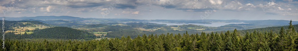 view of Šumava and Lipno lake from the Austrian lookout tower 