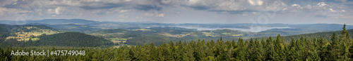 view of Šumava and Lipno lake from the Austrian lookout tower "Moldaublick"