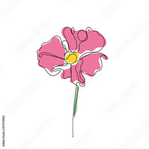 pink abstract flower  one line design  isolated  modern minimalism