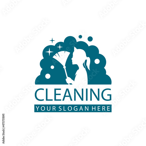 house maid lady for cleaning service design with whisk in hand isolated on white background