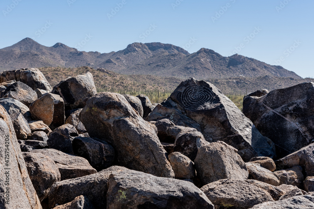Spiral Petroglyph In Arizona Desert Spiral Petroglyph In Arizona Desert