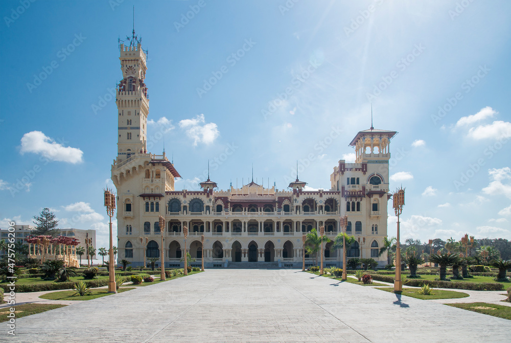 Panoramic view of the Montazah palace in Alexandria Egypt	