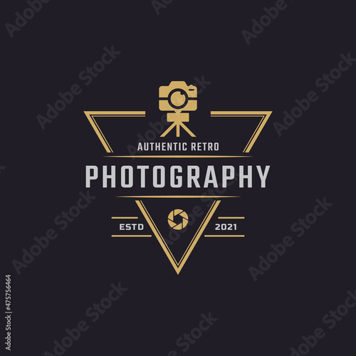 Classic Vintage Retro Label Badge for Photography Logo with Camera Symbol Design Inspiration