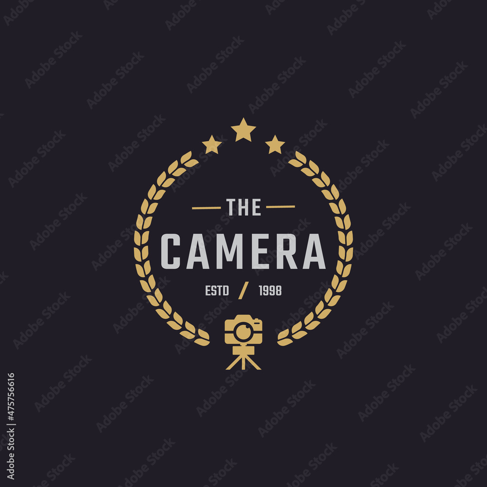 Classic Vintage Retro Label Badge for Photography Logo with Camera Symbol Design Inspiration