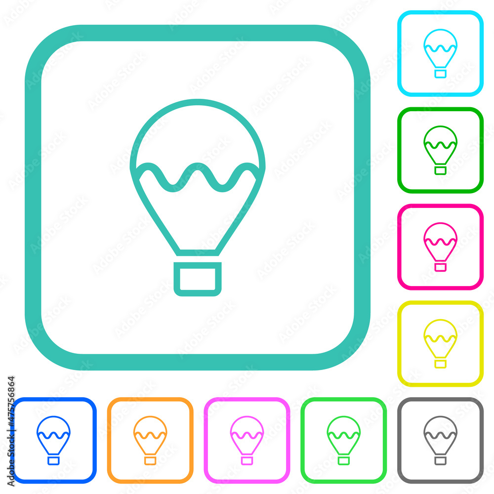 Air balloon outline vivid colored flat icons Air balloon outline vivid colored flat icons