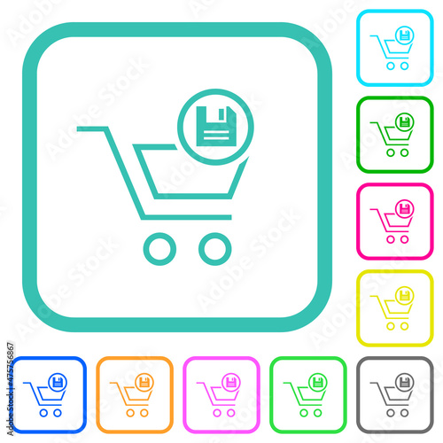Cart save outline vivid colored flat icons