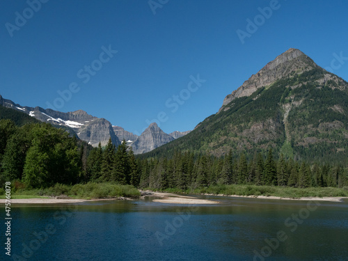 Goat Haunt in Glacier National Park, Montana, Viewed from Upper Waterton Lake in Summer