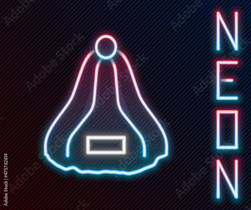 Glowing neon line Sauna hat icon isolated on black background. Colorful outline concept. Vector