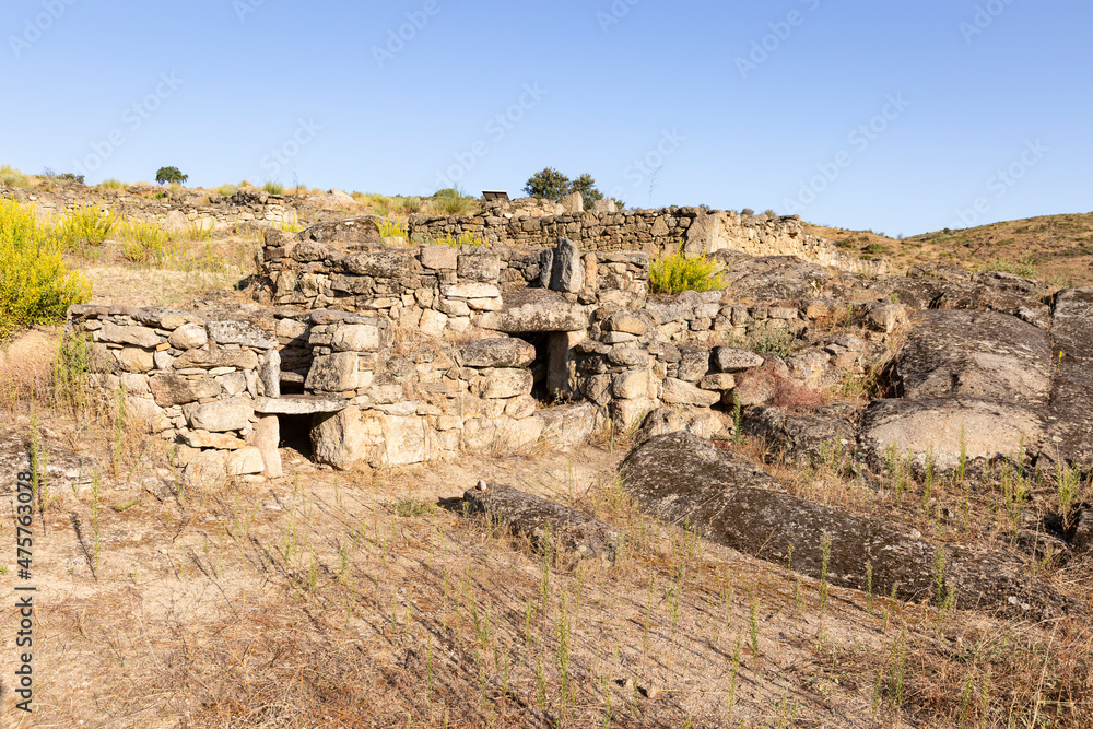 ruins of a Roman rustic villa at Rumansil I archaeological site, Freixo de Numao, Vila Nova de Foz Coa, Guarda, Portugal