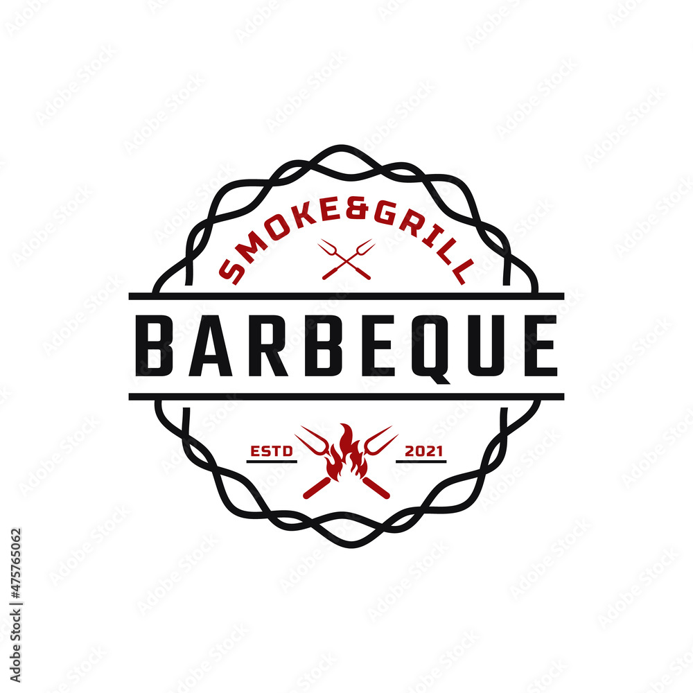 Classic Vintage Retro Label Badge for Grill Barbeque Barbecue BBQ with ...