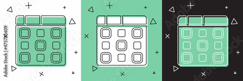 Set Drum machine music producer equipment icon isolated on white and green, black background. Vector