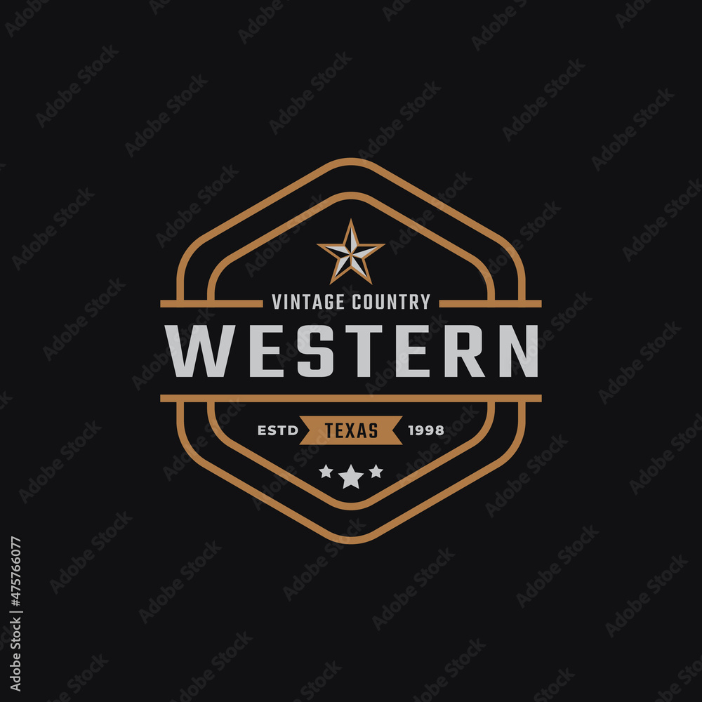 Classic Vintage Retro Label Badge for Western Country Texas Logo Design Inspiration