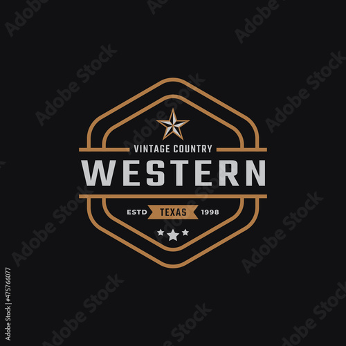 Classic Vintage Retro Label Badge for Western Country Texas Logo Design Inspiration