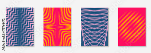 Gradient cover template with line geometric elements and shapes.