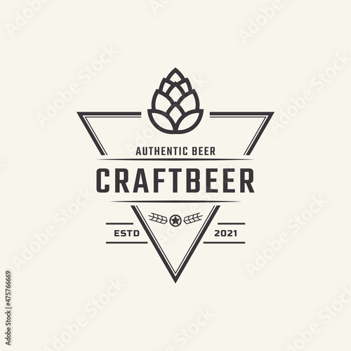 Classic Vintage Retro Label Badge for Hops Craft Beer Ale Brewery Logo Design Inspiration