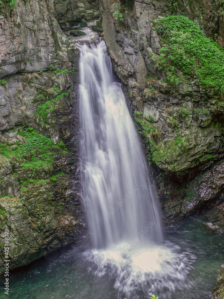 Fototapeta premium Wilczka waterfall, Wilczka River, Sudety Mountains, wandering around Poland Poland 