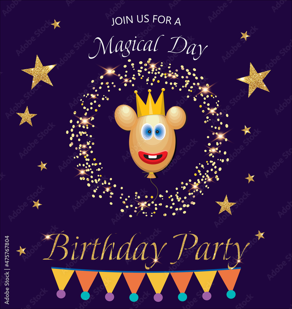 Fototapeta premium Birthday party card violet