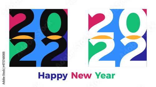 set of modern minimalist poster designs, concept of 2022 Happy New Year. templates with typography. banners and social media.