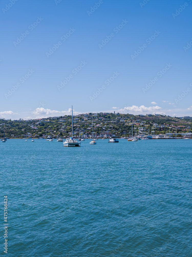 Knysna town and waterfront from Thesen Island from water level