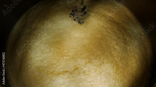 whiskey mash based on wheat flour is mixed in a wort kettle 