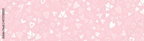 Heart love doodle background. Handwritten amour wallpaper template. Valentine celebration. Stock vector