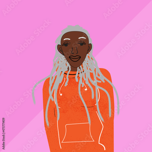 Illustration of a older masculine gay woman