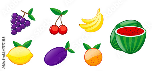 Fototapeta Naklejka Na Ścianę i Meble -  set of various fruit flat icon or fresh fruit element design concept. eps vector