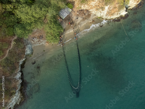 Aereal view of Artisanal fishing in Taganga. Colombia