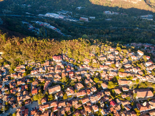 Aerial Sunset view of city of Veliko Tarnovo, Bulgaria © Stoyan Haytov