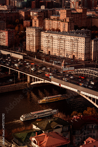 Scenic shot of the Smolensky Metromost surrounded by the cityscape in Russia photo