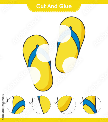 Cut and glue, cut parts of Flip Flop and glue them. Educational children game, printable worksheet, vector illustration