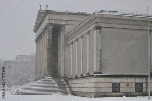 Snow-covered historical Konigsplatz square in Munich, Germany photo