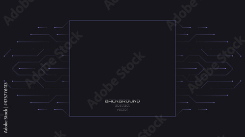 Vector abstract background on the theme of digital technology, future, cyberpunk. Color of the year 2022, background with very peri, lines computer elements. Banner template design for web, copyspace.