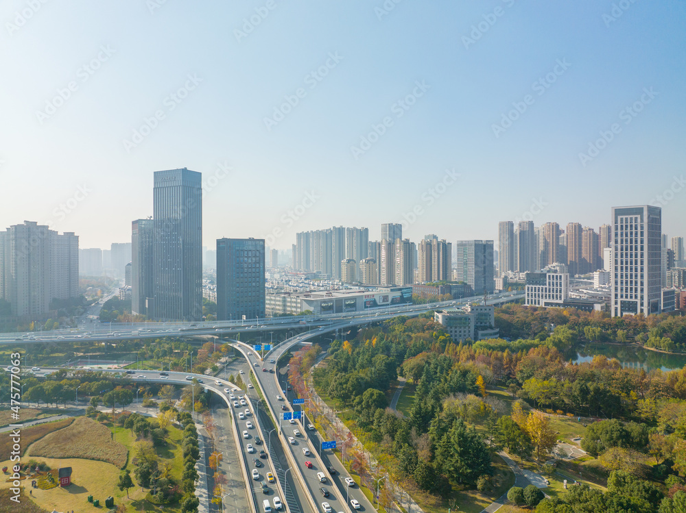 Autumn scenery of Houxianghe Park in Wuhan, Hubei, China