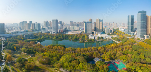 Autumn scenery of Houxianghe Park in Wuhan  Hubei  China