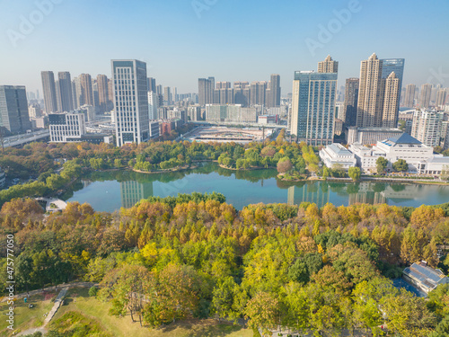 Autumn scenery of Houxianghe Park in Wuhan, Hubei, China