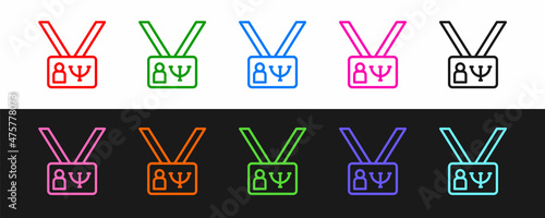 Set line Psychology icon isolated on black and white background. Psi symbol. Mental health concept, psychoanalysis analysis and psychotherapy. Vector