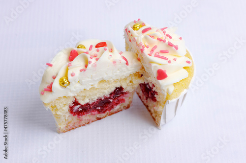 Tasty cupcakes on stand