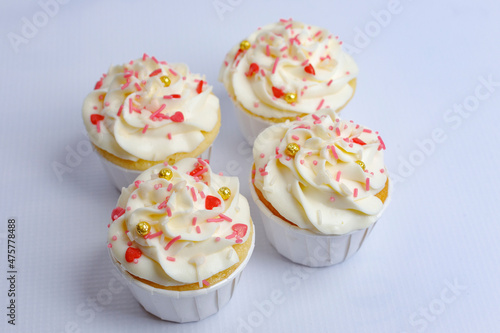 Tasty cupcakes on stand