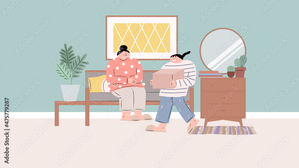 Fototapeta premium women in the living room