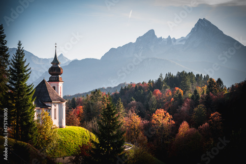 Fotografie, Obraz Beautiful view of the Maria Gern of Roman Catholic pilgrimage church in Berchtes