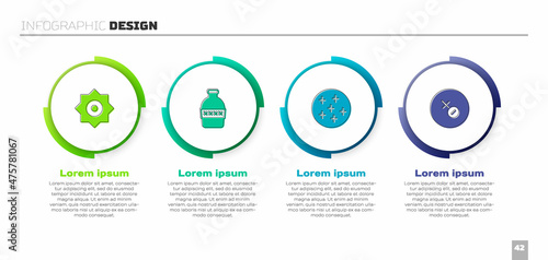 Set Falling star, Bottle of water, Full moon and Venus symbol. Business infographic template. Vector