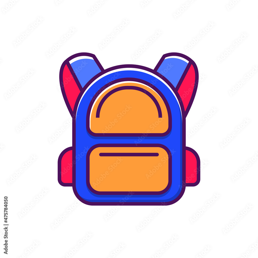 Simple and cute school bag vector illustration isolated on white background Simple and cute school bag vector illustration isolated on white background