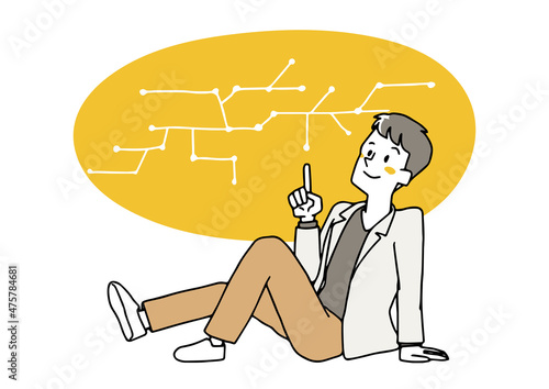 回路をつなげる男性　クリエイティブで論理的かつ創造的な思考を持つ方法　ゆるい手描きの人物イラスト