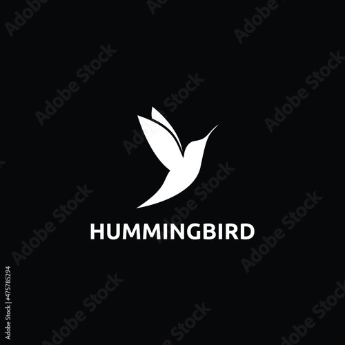 hummingbird colibri balancing bird  logo design vector
